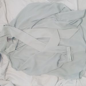 Seafoam bow blouse